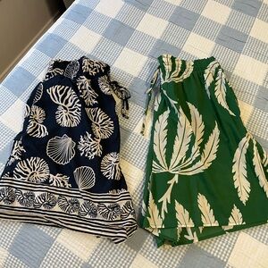 H&M %100 cotton Leaf and Shell Print Women's Shorts